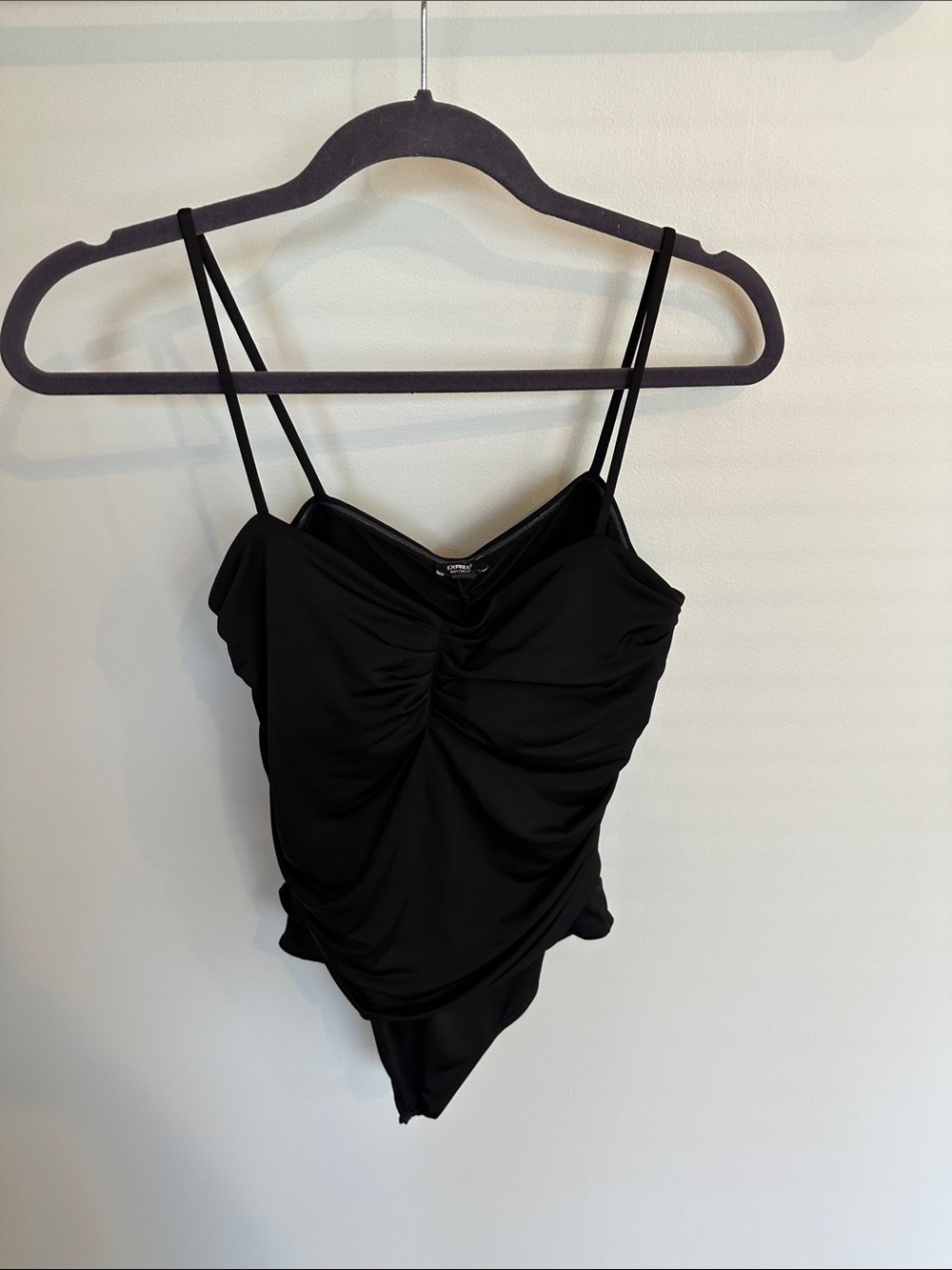 Black Ruched Bodysuit
